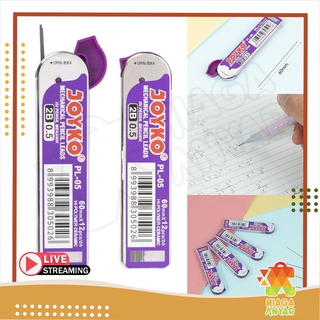 

NAS Joyko Isi Ulang Pensil Mekanik Pencil Lead PL-05 2B 0.5 mm / Refill Pensil 2B 0.5mm