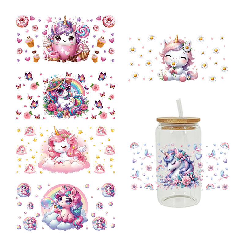 

3D UV DTF Transfers Stickers 16oz Cup Wraps Animal Unicorn Printed For DIY Glass Ceramic Metal Leather Etc. D16131