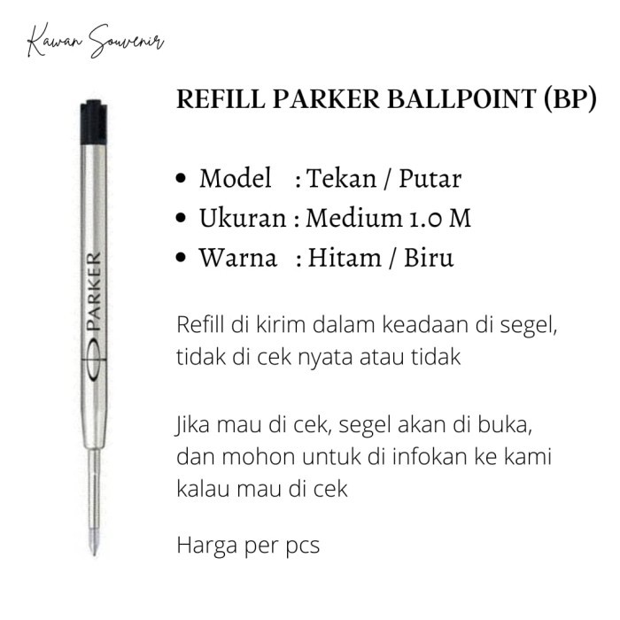 

[New] Refill Parker Original Black Ballpoint / Isi Ulang Parker Hitam BP