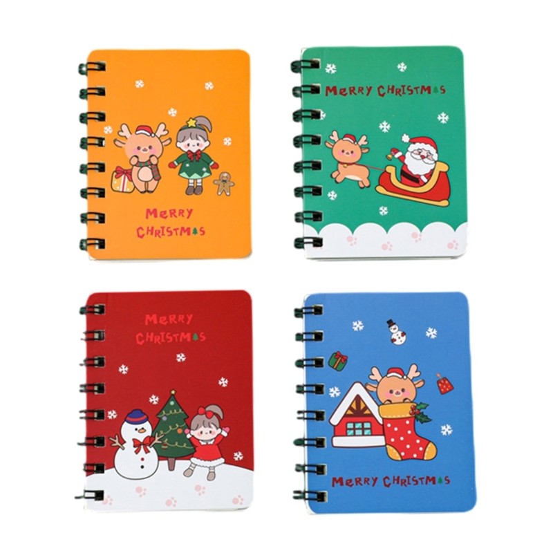 

4Pcs Mini Christmas Notebooks Small Notepads Pocket Writing Pad for Student