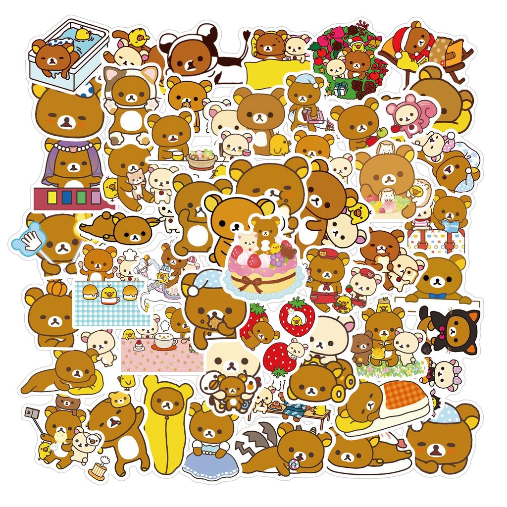 

50 pcs/set Kawaii Cartoon Rilakkuma Bear Waterproof PVC Stickers Scrapbooking Diy Journaling Cute Stationery Sticker Diary