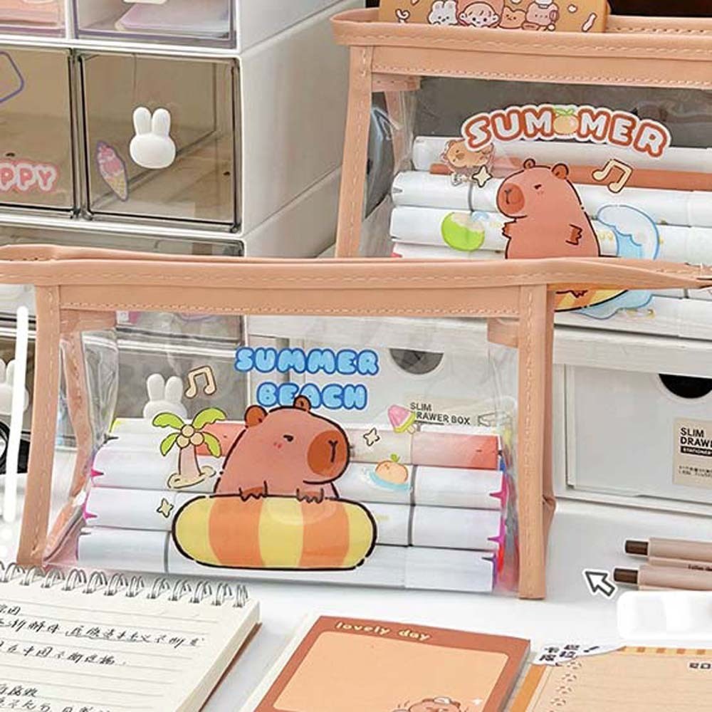 

Waterproof Animal Capybara Storage Bag Cartoon Pen Case Capybara PVC Pen Bag PVC Clear Pouch Capibara Pencil Pouch Stationery