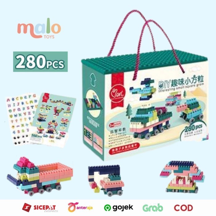 Bricks 280pcs 380pcs Blocks Lego DIY Small Square Grain Malo Toys - 280pcs