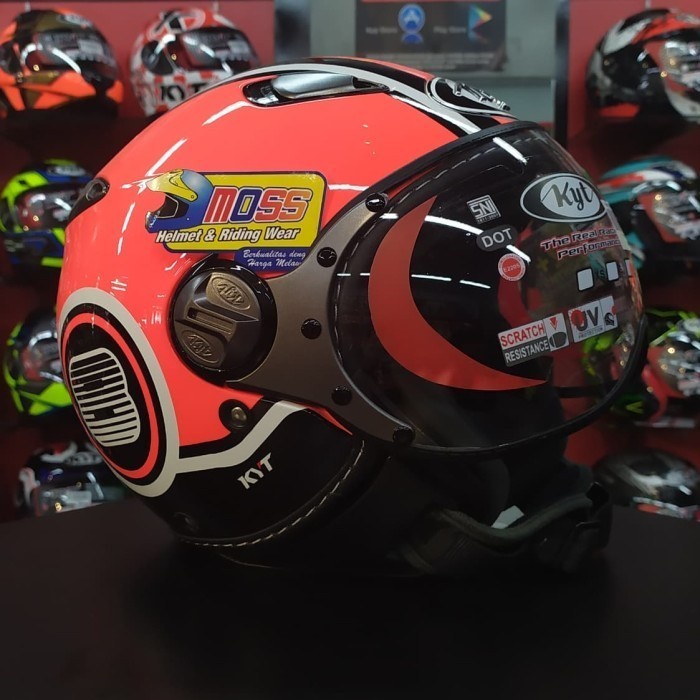 Helm KYT Elsico Super Fluo #1 Red Fluo/Black | Halfface | Original