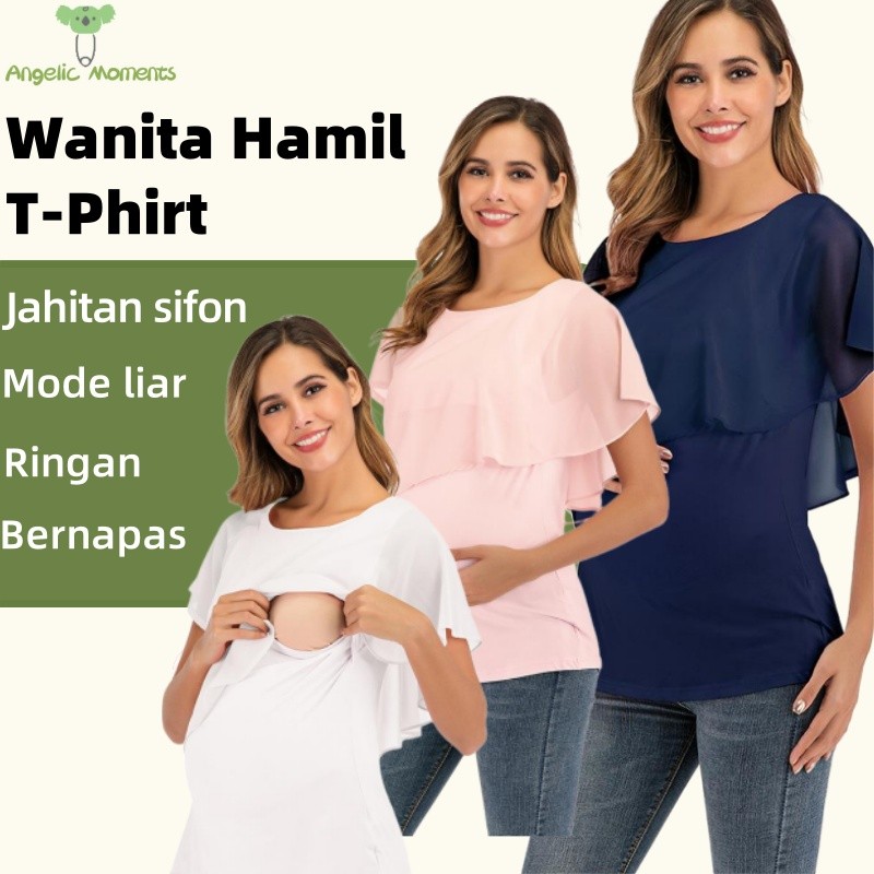 Baju Menyusui Kaos Ibu Menyusui Baju Kaos Wanita Busui Cuci Gudang Nursing Wear Lengan Pendek Jumbo 
