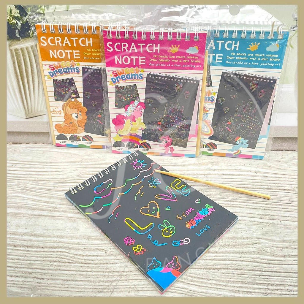 

Scratch Book Drawing Mini Buku Gambar Magic Color A5 FREE Sumpit Favorit Anak Ready Banyak Karakter Sanrio Unicorn Astronot Little Girl BK-1504 Harga Grosir Ready COD