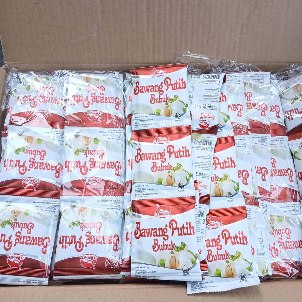 

( 1 Renteng Isi 12 Sachet ) Bawang Putih Bumbu Dapur Bubuk Cap Bumbuku 5g