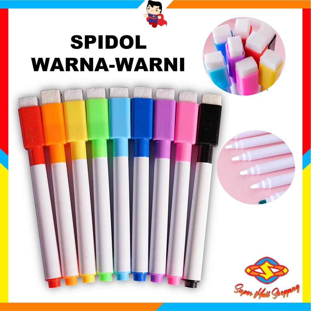 

SMS Spidol Papan Tulis White Board Sepidol Kecil Mini Warna Warni Penghapus Wipe And Clean Whiteboard Marker Anak Anak Spidol 2 IN 1 Murah import