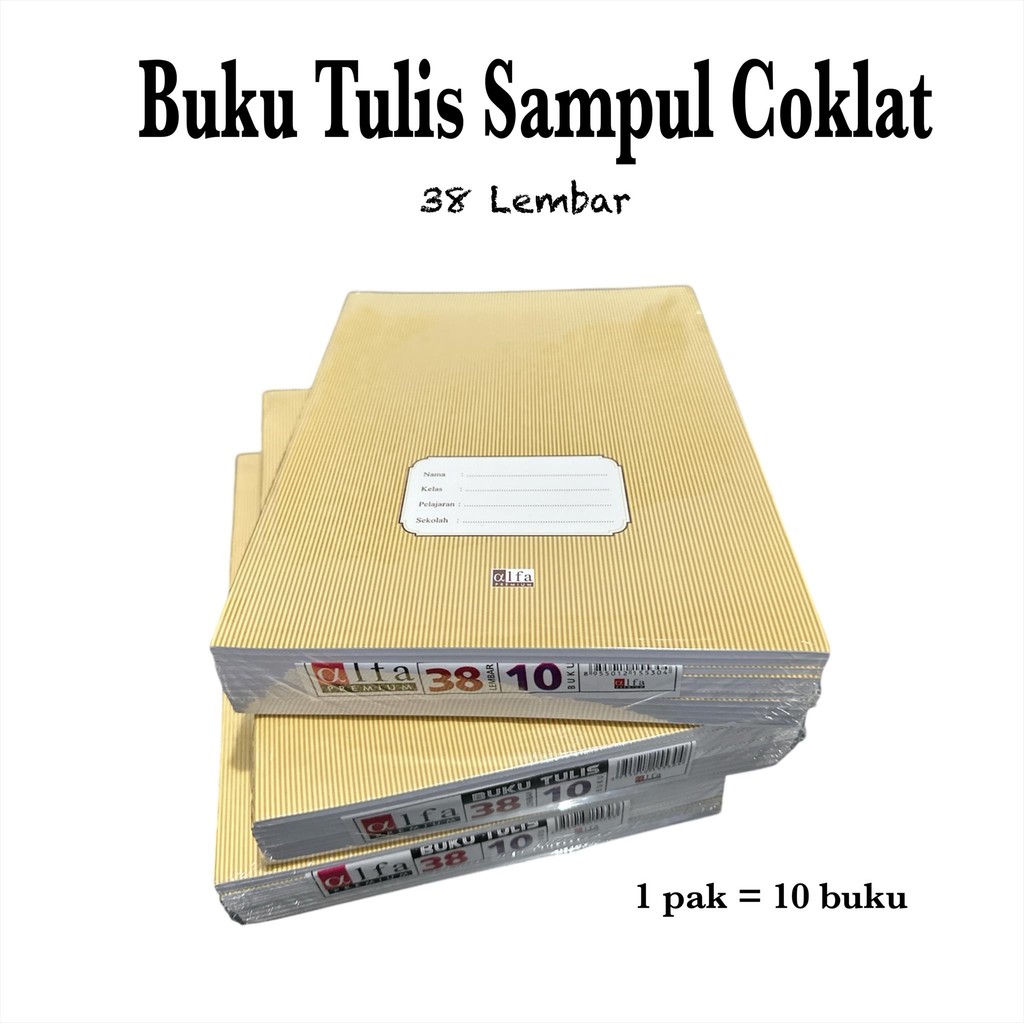 

[10 PCS] Buku Tulis Garis Sampul Coklat 38 Lembar (Pak)