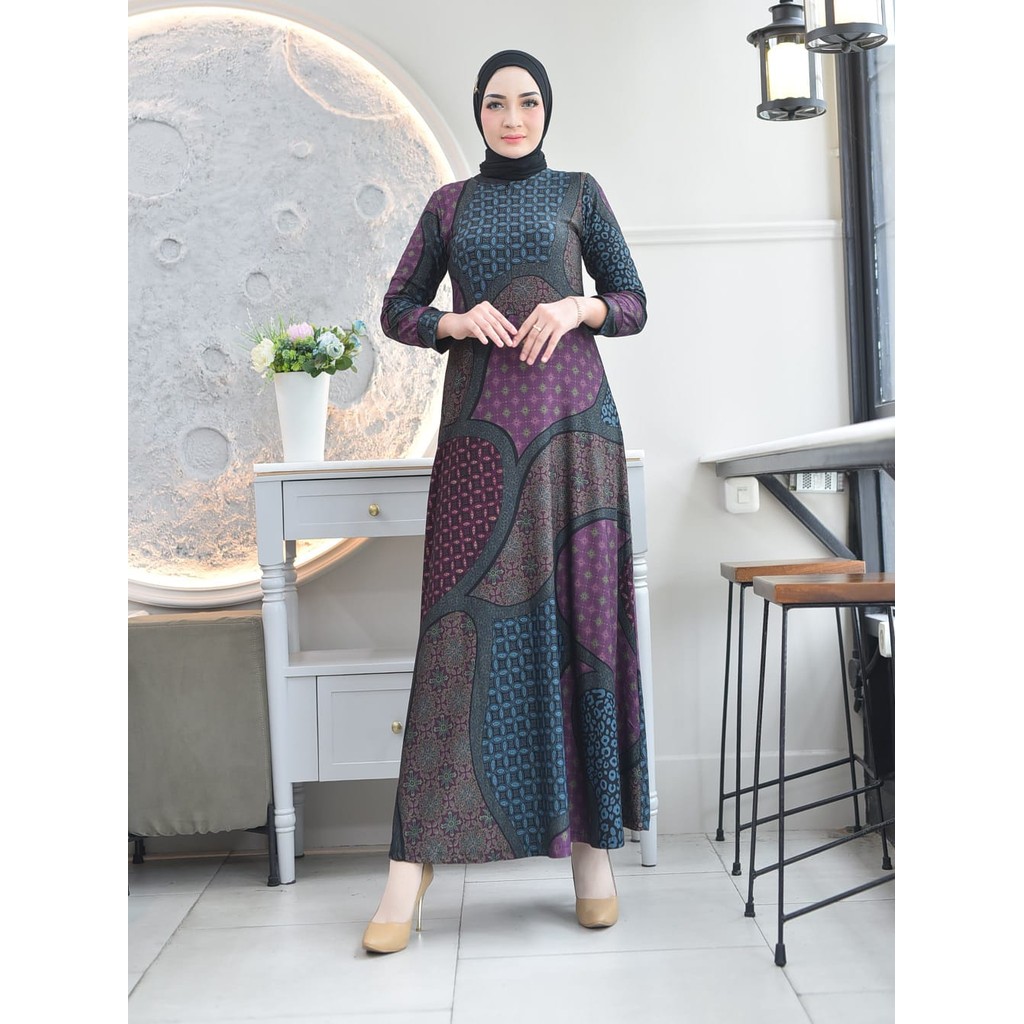 Gamis Diana Denim Busui Andromeda Maxy by Fashion Hijab Solo/Gamis Abaya Turkey Putih Premium Jumbo