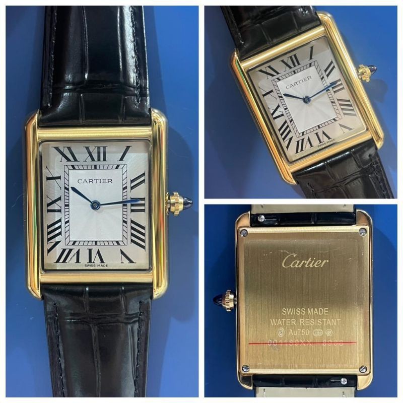 JAM TANGAN MEWAH TERMURAH BERGARANSI Cartier Tank Solo, Japan Quartz Super Quality Leather Strap Dia