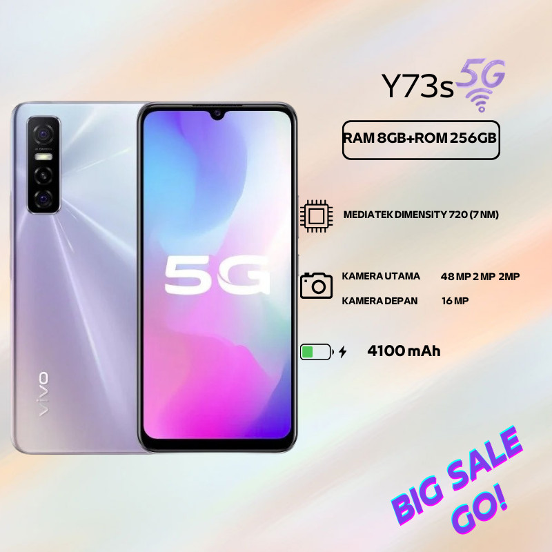 Vivo Y73s 5G HP MURAH CUCI GUDANG RAM 8GB ROM 256GB - Layar 6.44" AMOLED  smartphone android