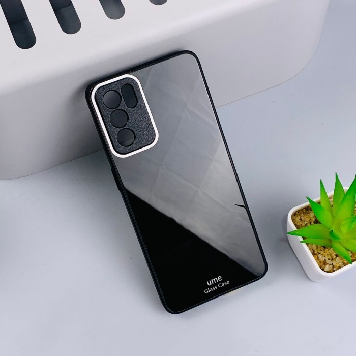 ""HOT PROMO "" Oppo Reno 6 Reno6 5G Crystal Glass Original Hard Case Casing Cover Pc - HITAM., OPPO 