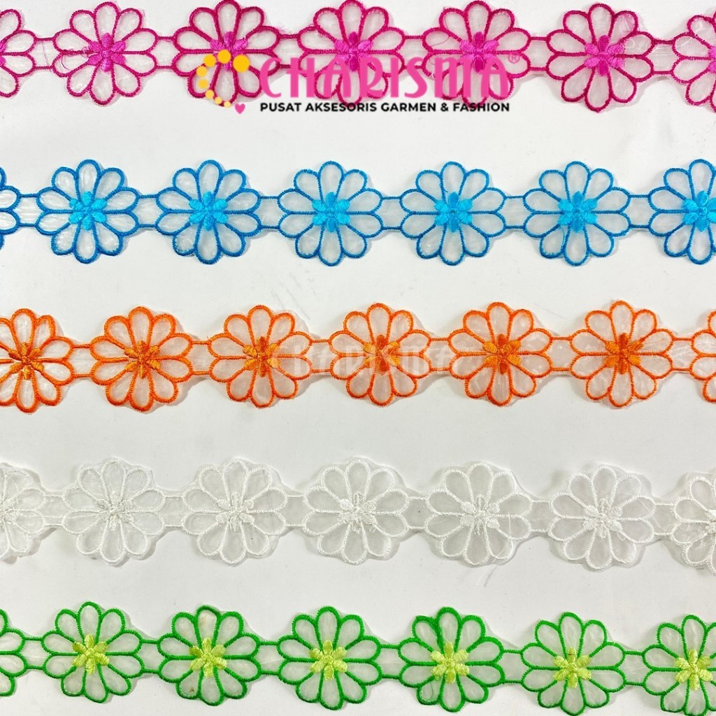 Charisma Renda Bordir CFR -Renda Melati/ Renda Bordir Pinggiran Gamis / Lebar 5CM*5CM