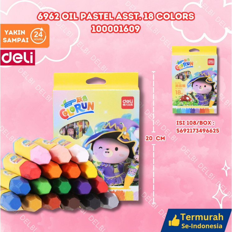 

Deli Oil Pastel 18 Warna Hexagonal Warna Cerah Halus Tidak Berbau6962 Oil Pastel ASST. 18 colors