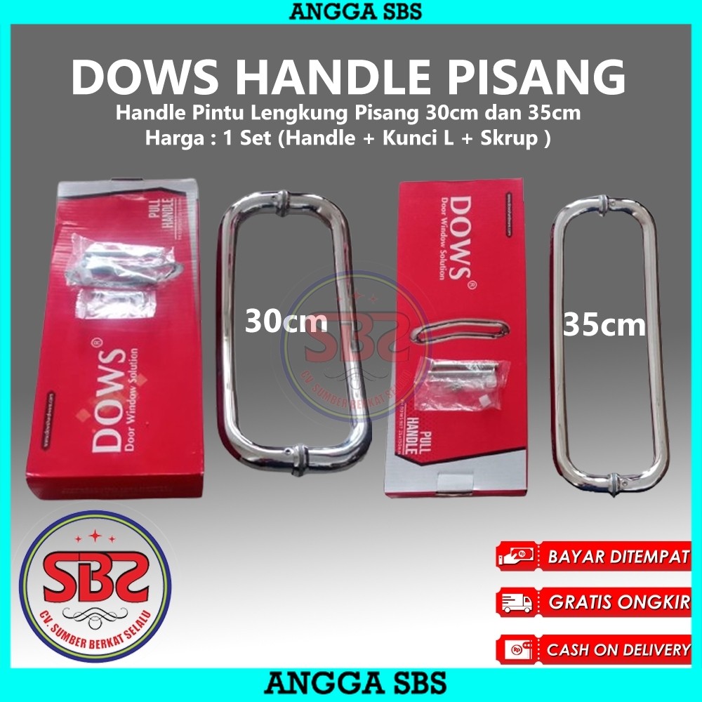 DOWS Handle Lengkung Handle Pisang Tarikan Pintu Kupu Tarung - Handle Pintu Lengkung Pisang 30cm dan