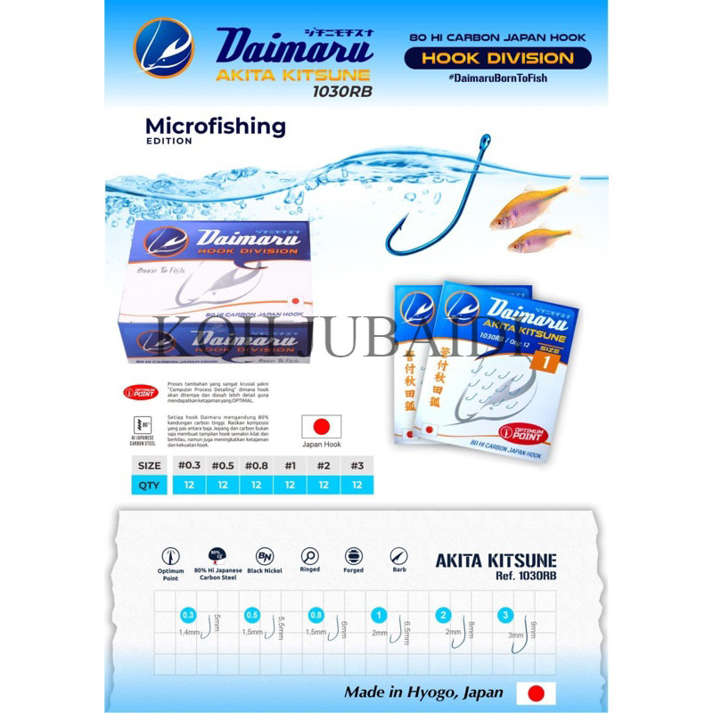 KOH JUBAIDI PANCING Kail Daimaru Akita blue 1030 dan Sode 1022 Microfishing Series MURAH LARIS SEMAR