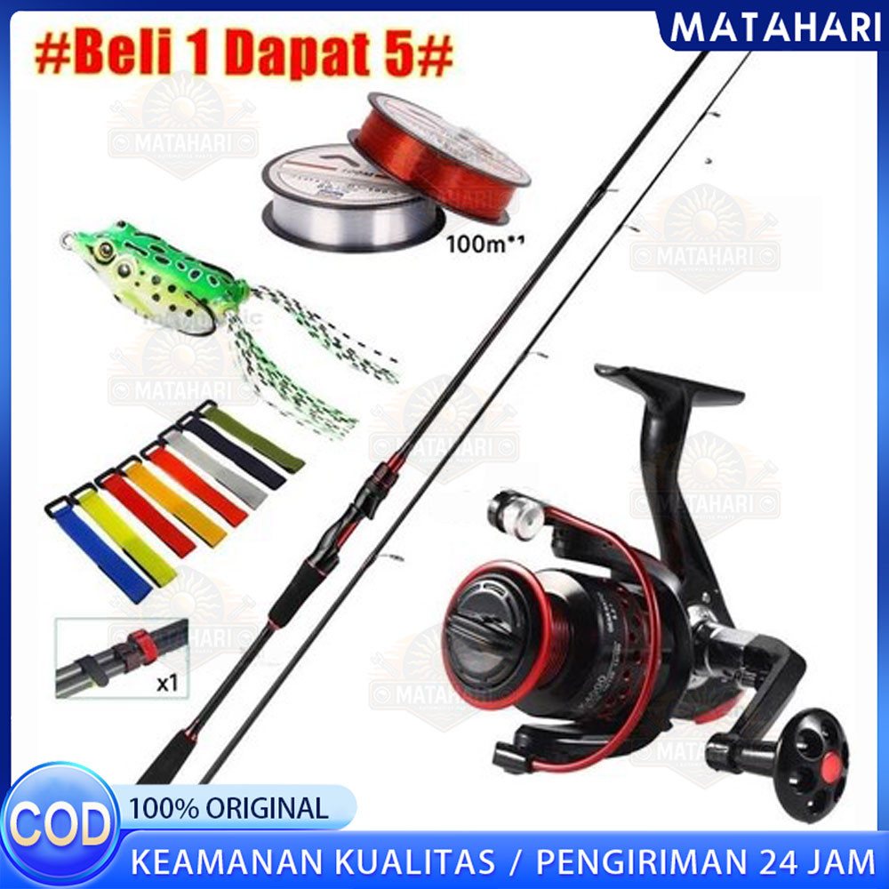 [#Beli 1 Dapat 5#] joran pancing 1.8m/2.1m 2 bagian pancing reel 2000 3000 4000 5000 6000 7000 joran