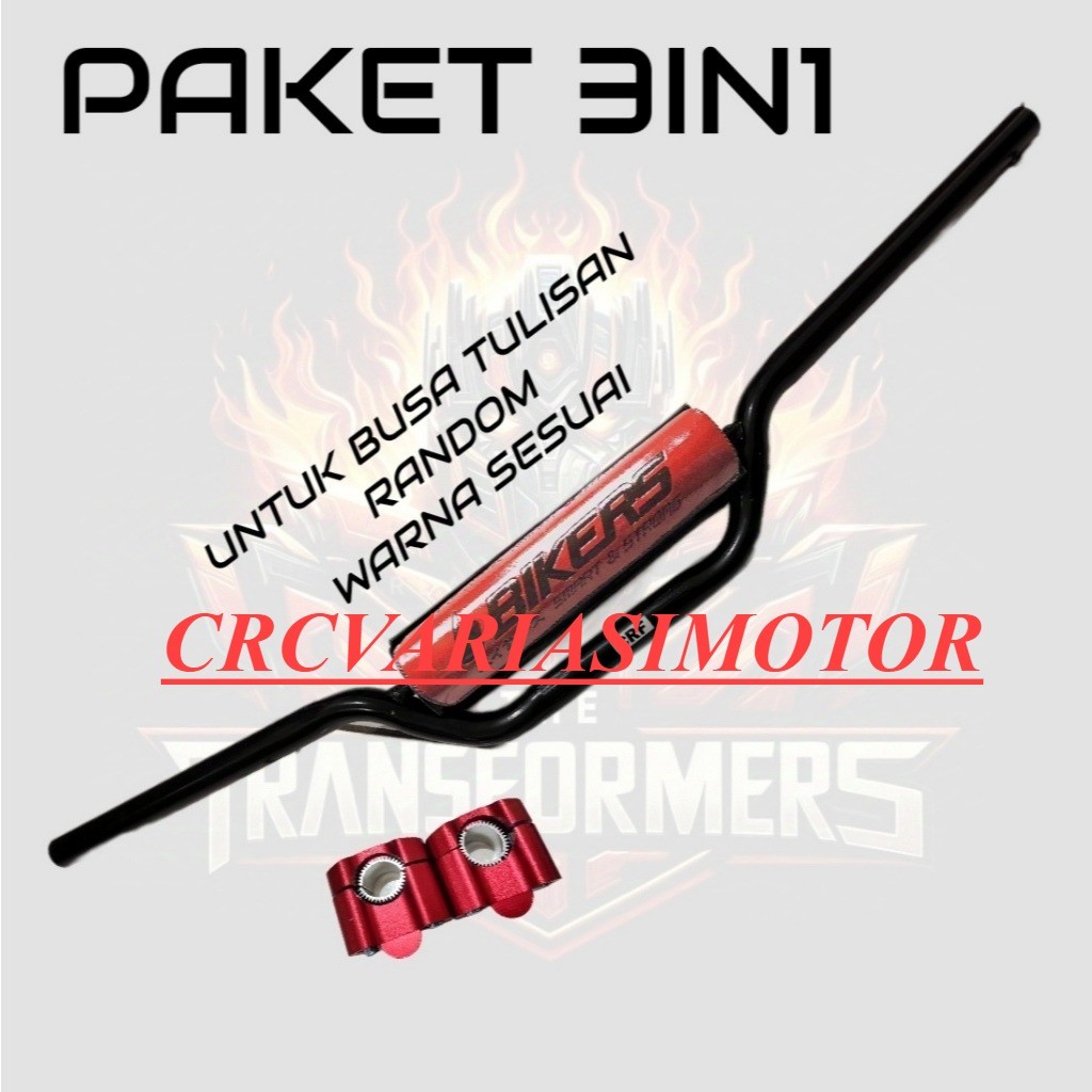 #CRC#.PAKET 3IN1 Stang Stir CRF + BUSA WARNA +RESER STANG 150L Stang Trail CRF Bahan Tebal Universal