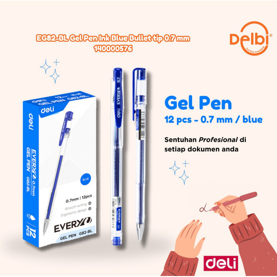 

Pulpen Pena G82 Black Ballpoint Pen Deli 0.7mm EG82-BL Gel Pen Ink Blue Bullet tip 0.7mm