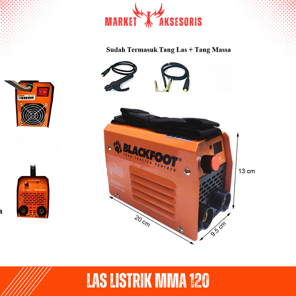 BLACKFOOT Mesin Las Listrik 120 350-450 Watt SET Travo Las 450w MMA 120A Inverter Trafo Welding