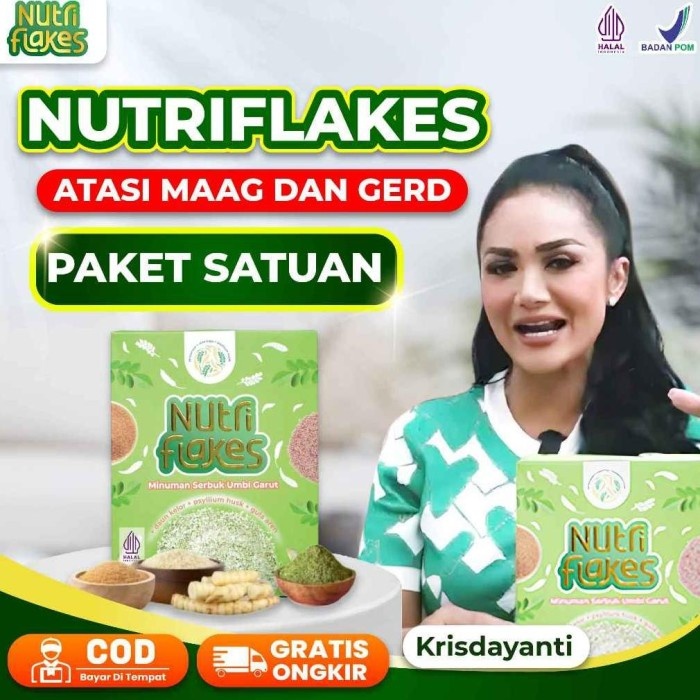 

Nutriflakes 100% Original Minuman Umbi Garut Psyllium Husk Daun Kelor Susu Etawa Madu Gula Aren Solusi Atasi Asam Lambung Maag Kronis Gerd Suplemen Makanan Diet Kolesterol Gula Darah Vitamin Serat Isi 280gr