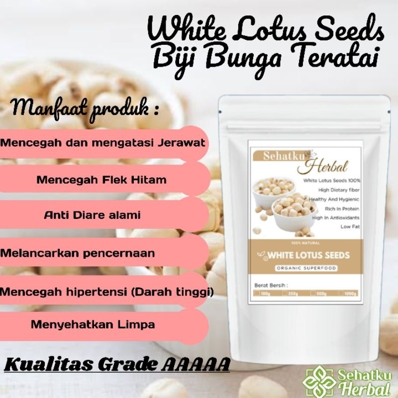 

SEHATKUHERBAL Biji Teratai / Lotus seeds / Lien Zi Kualitas Grade AAAAA isi 100Gram