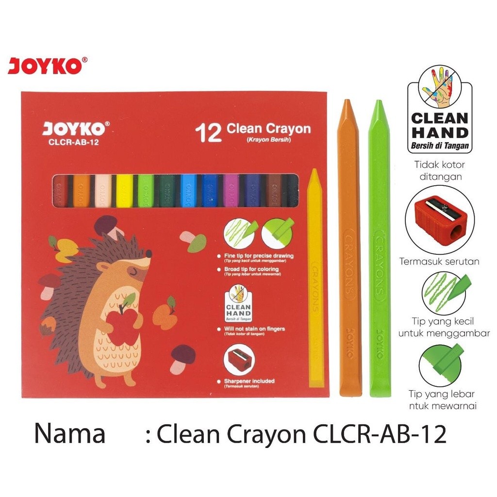

Krayon Bersih Clean Crayon Joyko Clcr-Ab-12