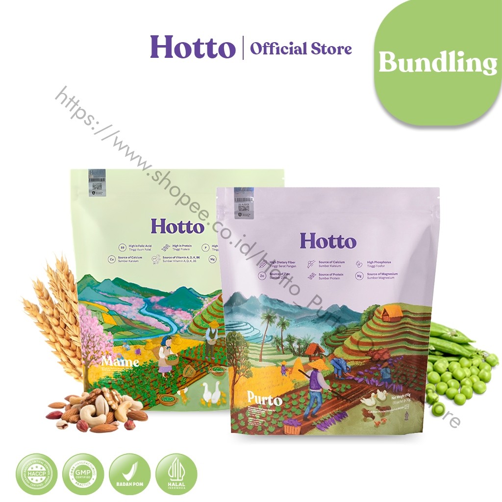 

5 POUCH Hotto Purto Multigrain with Purple Potato Mame (80 Sachet) Breakfast Halal Bpom