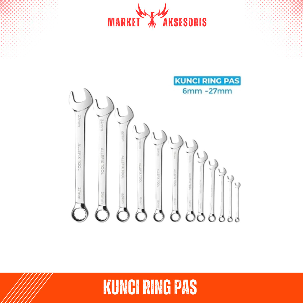 Kunci Pas Ring Mur Baut Diamond 8-10-12-14-17 mm Bolak Balik Komplit Key Tools Peralatan Bengkel