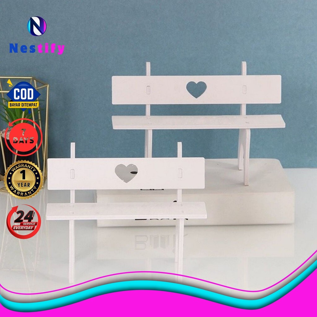 Nestify - Phone Holder Mini Bentuk Kursi Motif Love Stand Phone Holder Kayu Tempat Tatakan Holder HP
