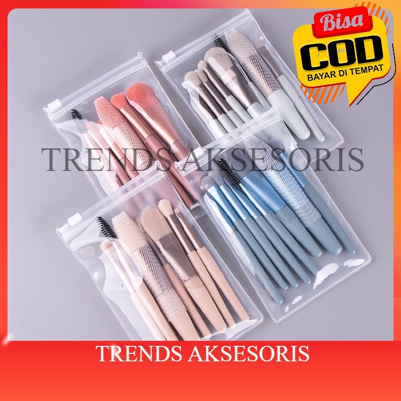 [TRENDS COD].  Brush Makeup Set Free Puch (isi 8 Pcs) Mini Travel Complete Kuas Makeup Free Pouch Is