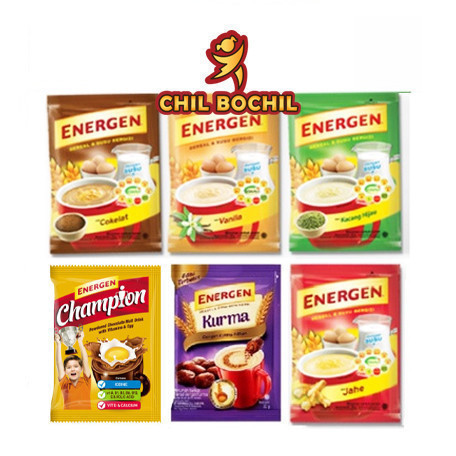 

ENERGEN RENCENG 10 SACHET X 32 GRAM 320 GRAM - COKLAT, VANILA, JAHE, KACANG HIJAU