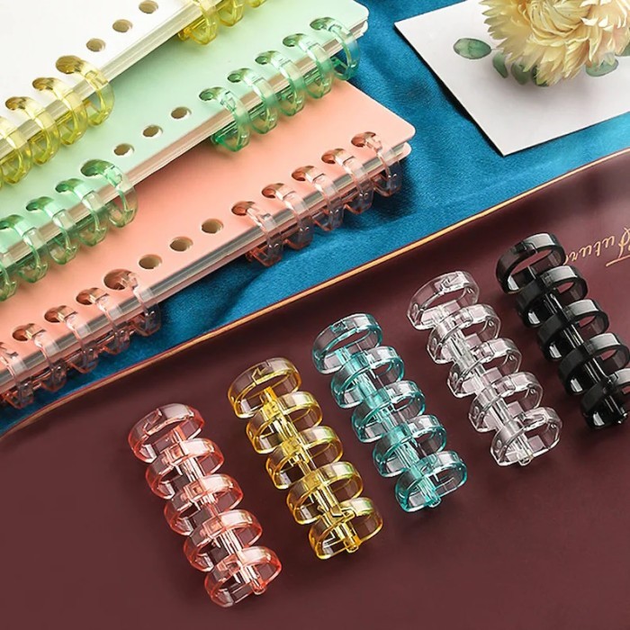 

[LOGU] 5 Hole Ring Binder, 5 Holes Loose Leaf Plastic Ring, Ring Binder Plastic 5 Lubang