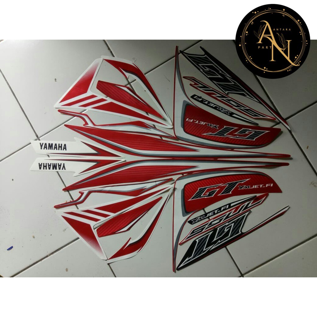 Stripping Stiker Lis Let Polet Pleret Warna stiker striping yamaha soul Gt 2014 putih merah Bagus