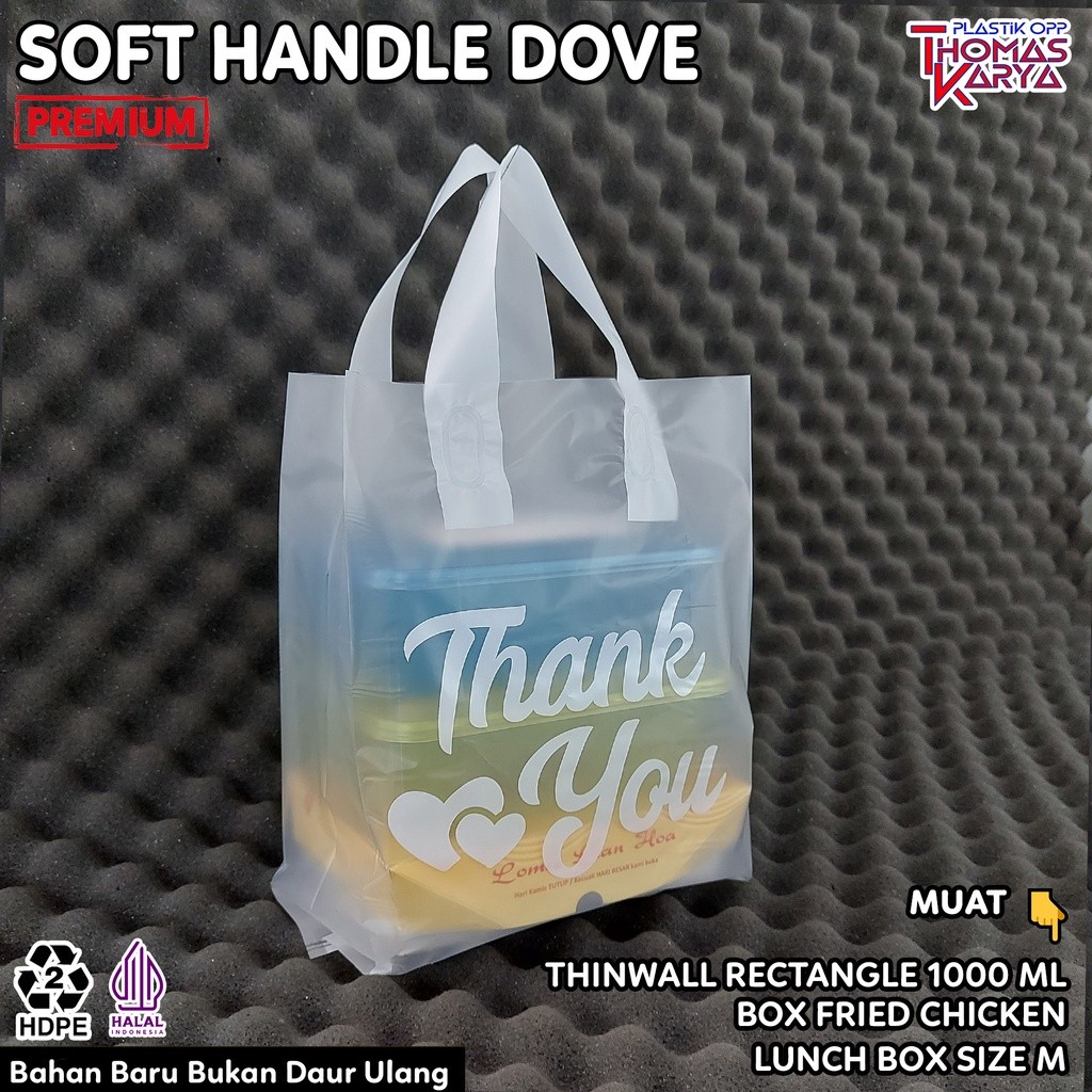 ECER Softhandle 20x30 Motif THANK YOU PUTIH Plastik Bingkisan Snack Ultah