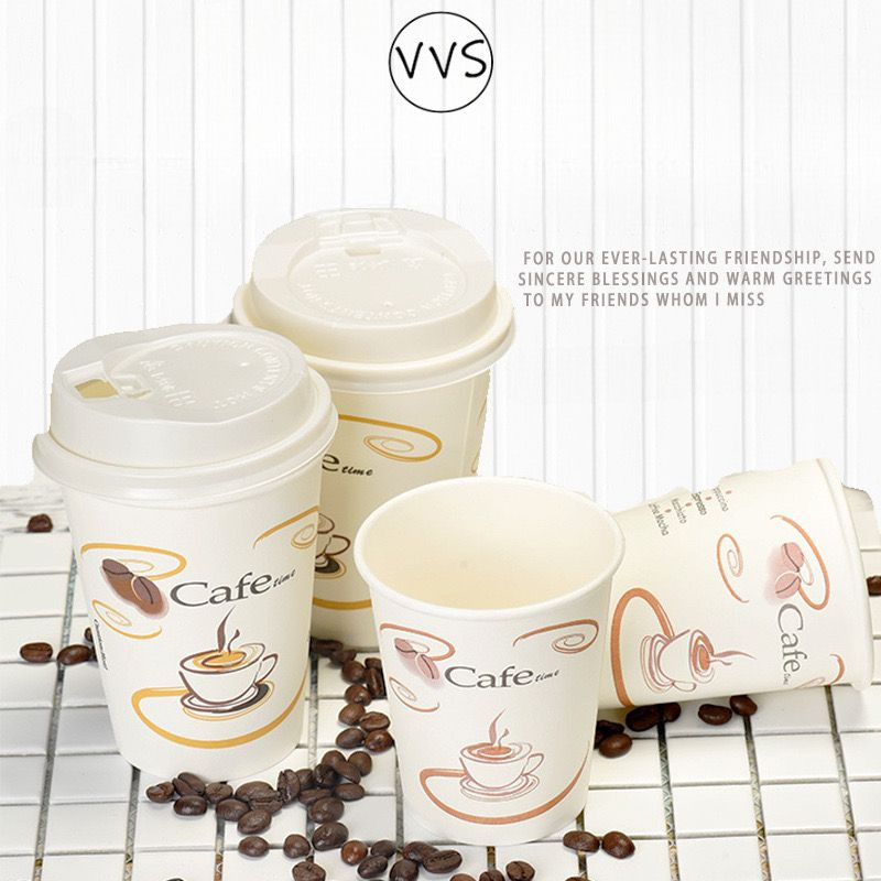 Paper Cup 8oz + Tutup / Cup Tahan Panas 8oz / Gelas kertas kopi 8oz Coffee Teh / Gelas Sekali Pakai
