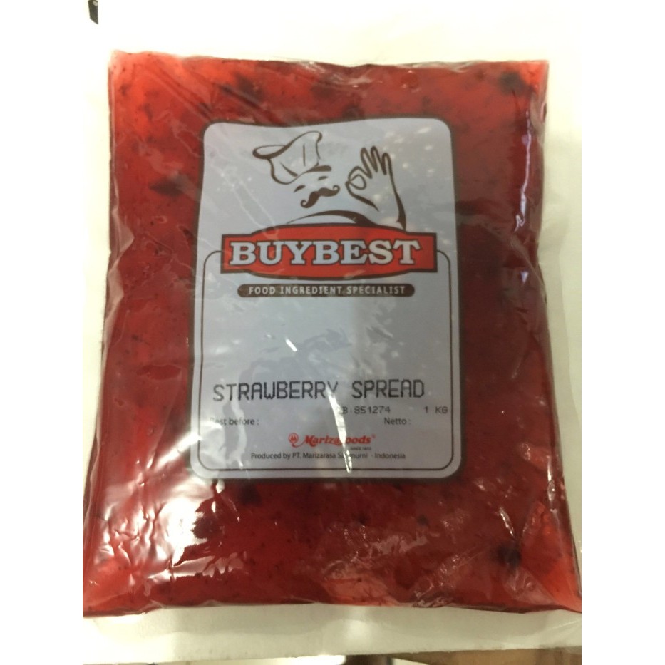 

New Arrival Selai Strawberry Spread Mariza Bestbuy Topping Filling isian roti 1 kg
