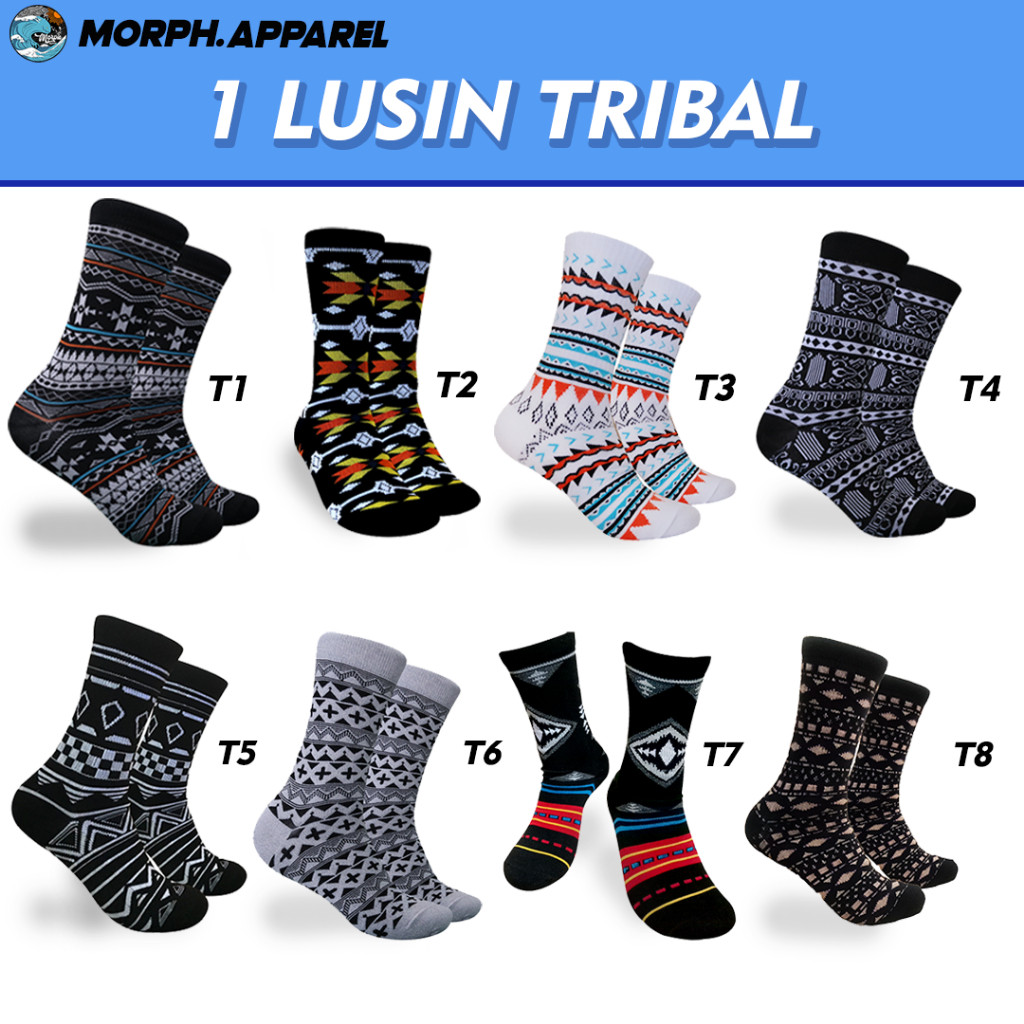 Kaos Kaki Tribal Pattent - Kaos Kaki Batik - 1LUSIN - Morph.Apparel
