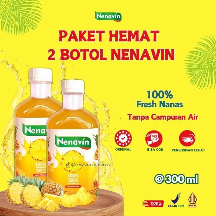 

Nenavin Cuka Nanas Minuman Segar Bantu Kontrol Kolesterol 2 Botol