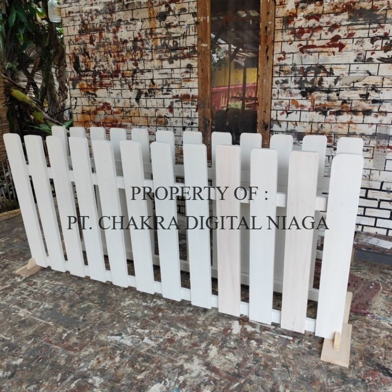 Pagar Kayu Kandang Anjing Pagar Taman Pagar Penyekat Kolam Pagar Besar Tinggi 50 Cm Full Putih