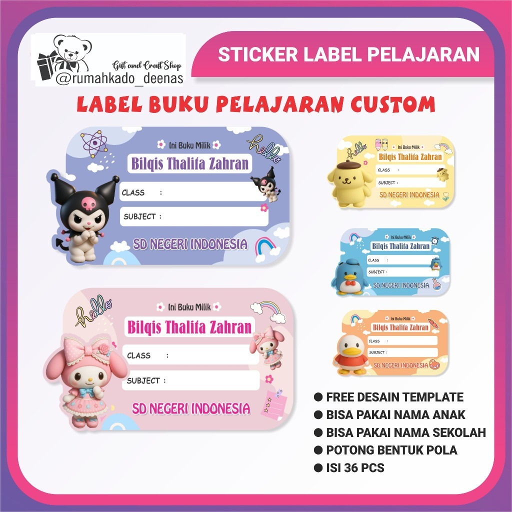 

[BARU] STIKER LABEL PELAJARAN CUSTOM NAMA ANAK UNTUK BUKU TULIS POTONG KISSCUT