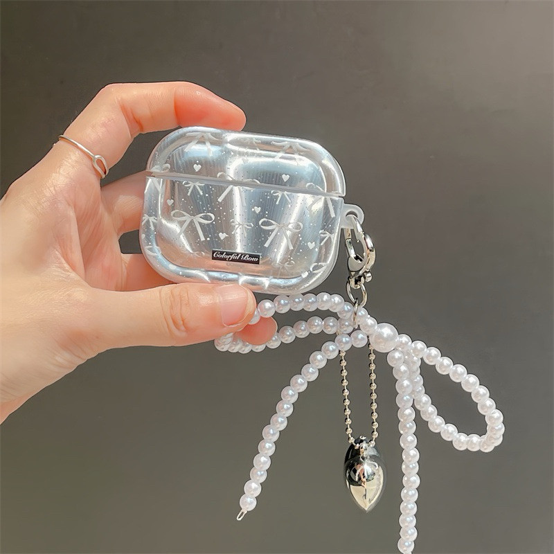 Laser Bow Pearl Softcase for Airpods 1 2 Pro 3 Case Airpods Inpods TWS