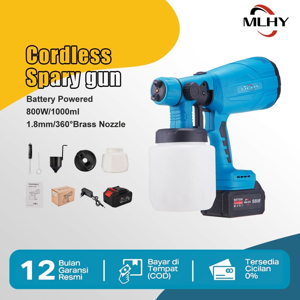 MLHY 1000ml Electric Spray Gun Baterai 800w Spray Gan Kompresor Listrik Alat Semprot Cat