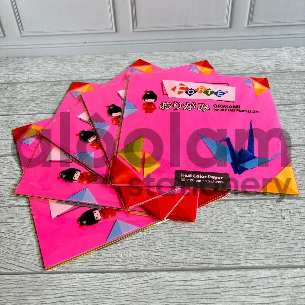 

SATU PACK ( 25 LEMBAR ) Kertas Lipat Origami Dua Sisi Warna Forte / Sinar Dunia 20x20 lengkap