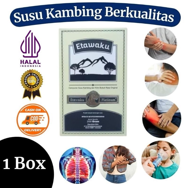 

(COD) 1 Box Susu Kambing Etawaku Platinum 200gr | Atasi Asma Sesak Nafas Bronchitis | Nyeri Sendi