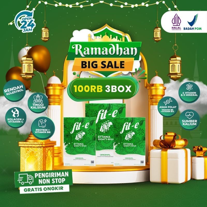 

FIT E Ettawa Goats Milk Paket 3 Box - Susu Kambing Murni & Krimer