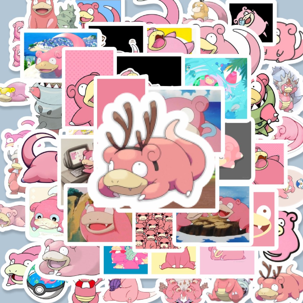 

100PCS Lucu Stiker Kartun Pokemon Slowpoke Stiker Aesthetic Stiker Anti Air Stikers Berperekat Waterproof sticker decal buat Motor Helm Buku Journal Koper Casing HP Laptop Botol Minum Hadiah anak