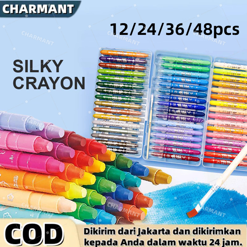 

CHARMANT Silky Crayon Grasp 12 / 24 / 36 / 48 Warna Besar / Sedang / Kecil Crayon Licin Watercolori