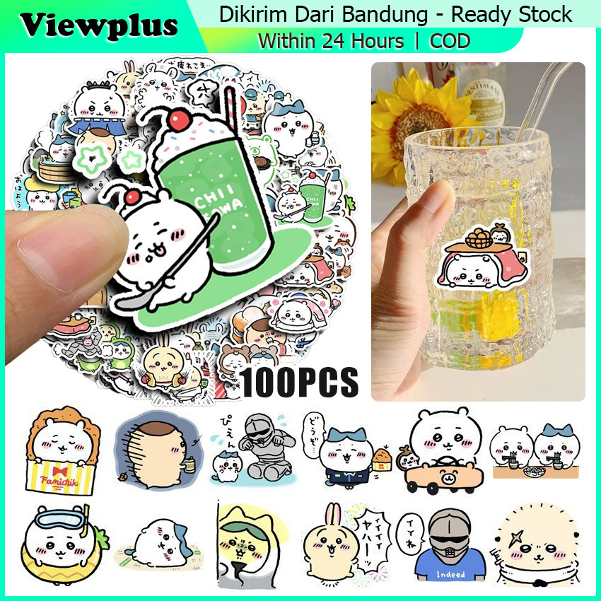 

100PCS Stiker Lucu Chiikawa Motif Kartun Korea Aesthetic Tempelan Momo Dekorasi Buku Handbook Scrapbook DIY Karakter